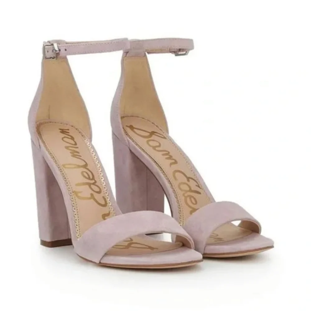 Sam Edelman Yaro Suede Block Heel Ankle Strap Band Petal Pink Event Weddings 7